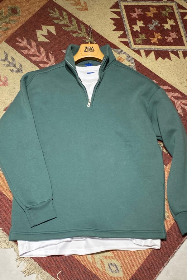 Yarım Fermuarlı Boğazlı 3 İplik Kazak