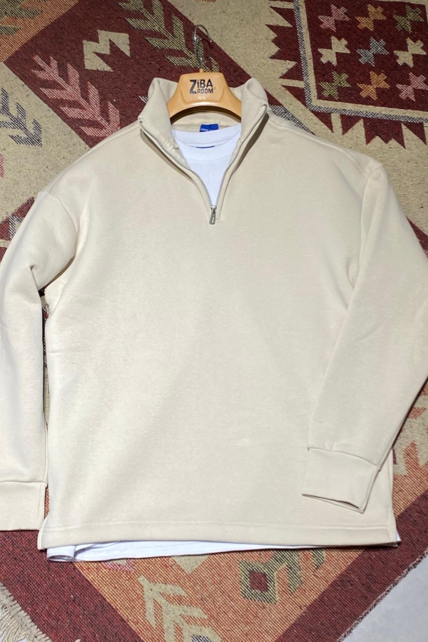 Yarım Fermuarlı Boğazlı 3 İplik Kazak